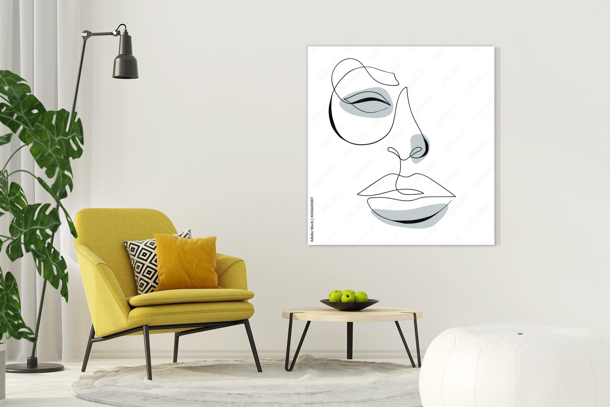 Rysunek twarzy oneline art obraz