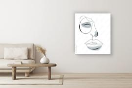 Rysunek twarzy oneline art obraz