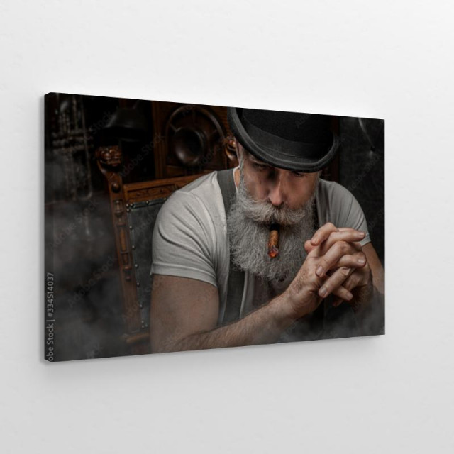 Obraz na płótnie Starszy Pan palący cygaro