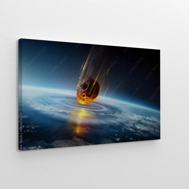 Obraz na płótnie Ogromny meteor uderzający w ziemię