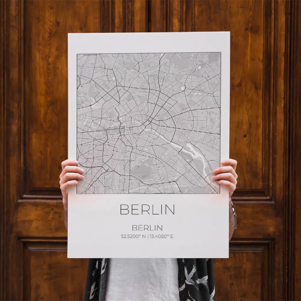 Mapa BERLIN Niemcy - obraz na płótnie, plakat minimalistyczny