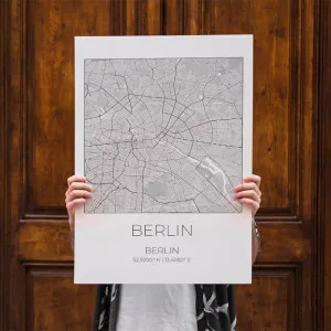 Mapa BERLIN Niemcy - obraz na płótnie, plakat minimalistyczny