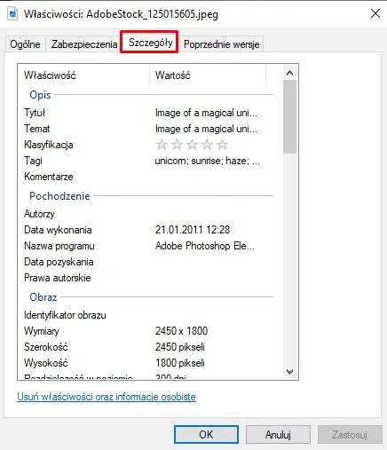 Jak sprawdzić szczegóły zdjęcia?