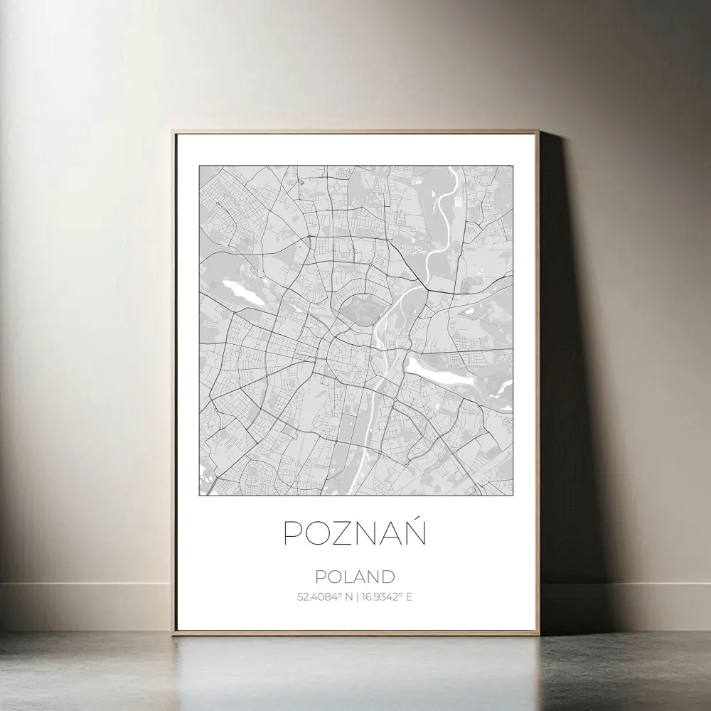 Mapa POZNAŃ Polska – obraz na płótnie, plakat minimalistyczny, projekt