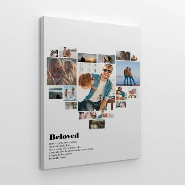 Kolaż Serce ze Zdjęć na Płótnie – Prezent na Walentynki