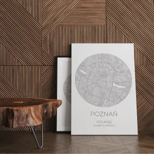 Mapa POZNAŃ Polska – obraz na płótnie, plakat minimalistyczny, projekt