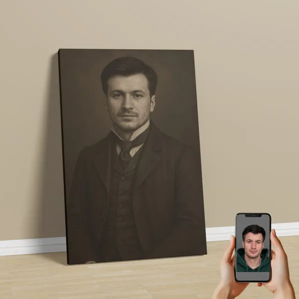 Portret ze zdjęcia w stylu wiktoriańskim