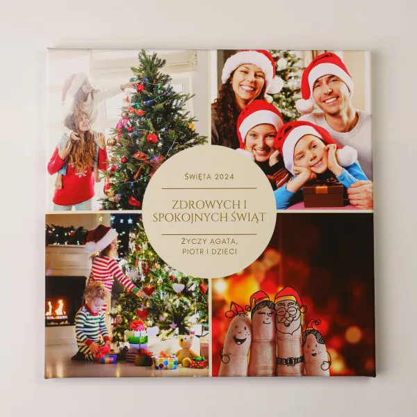 Obraz na płótnie z życzeniami na święta