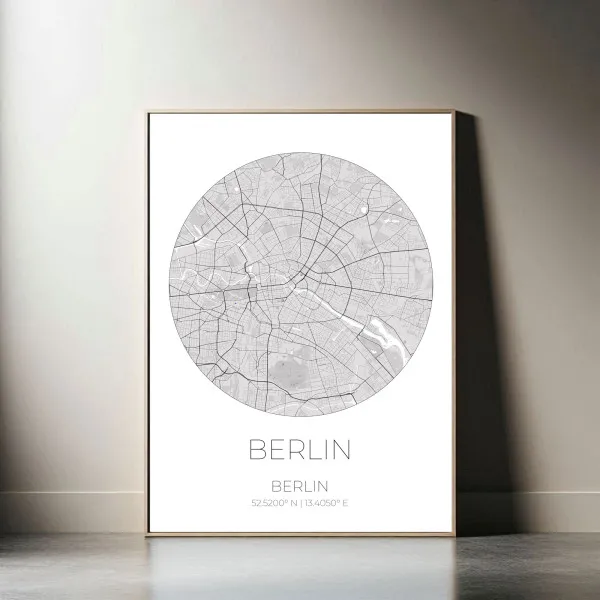 Mapa BERLIN Niemcy - obraz na płótnie, plakat minimalistyczny