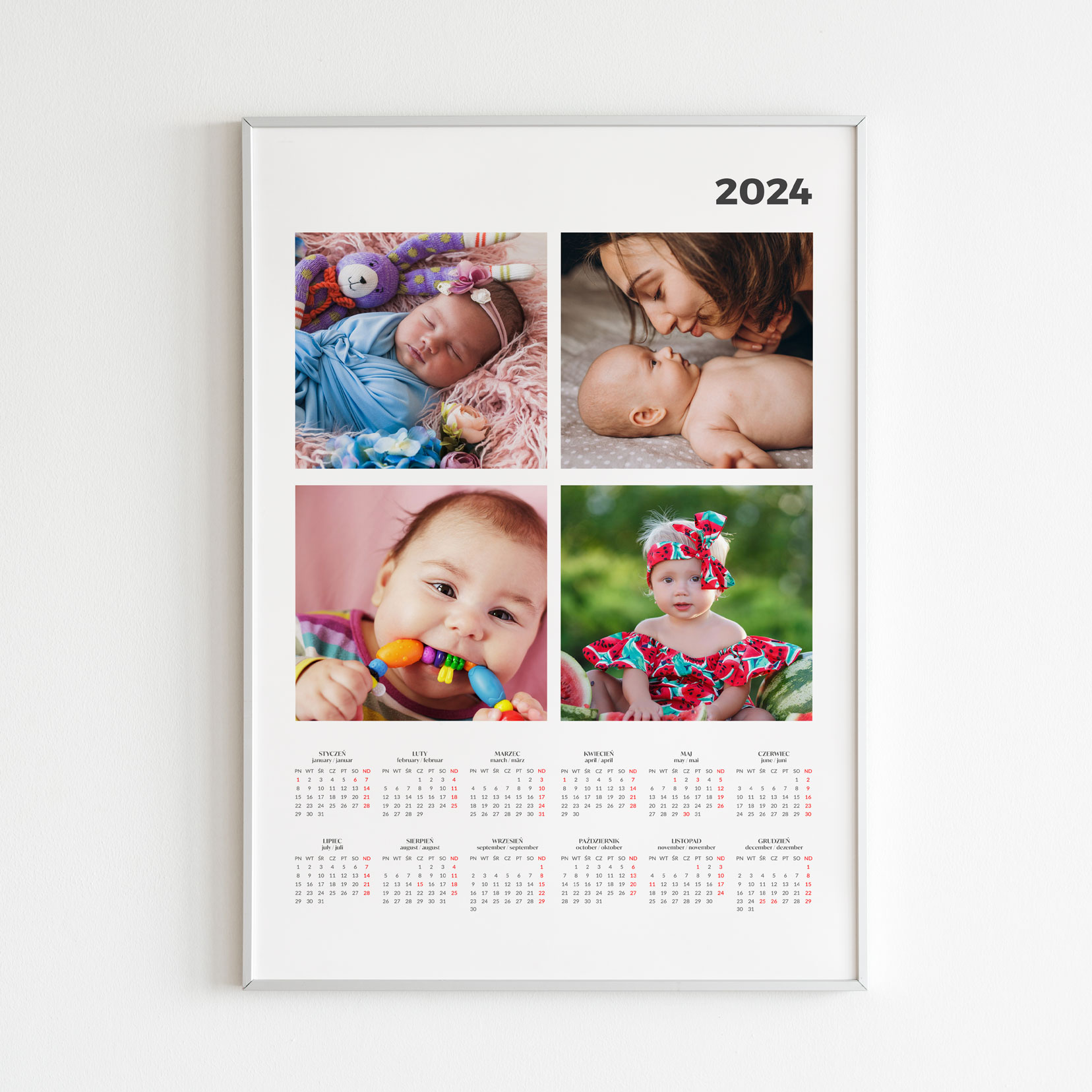 Fotokalendarz ze zdjęciami białe tło