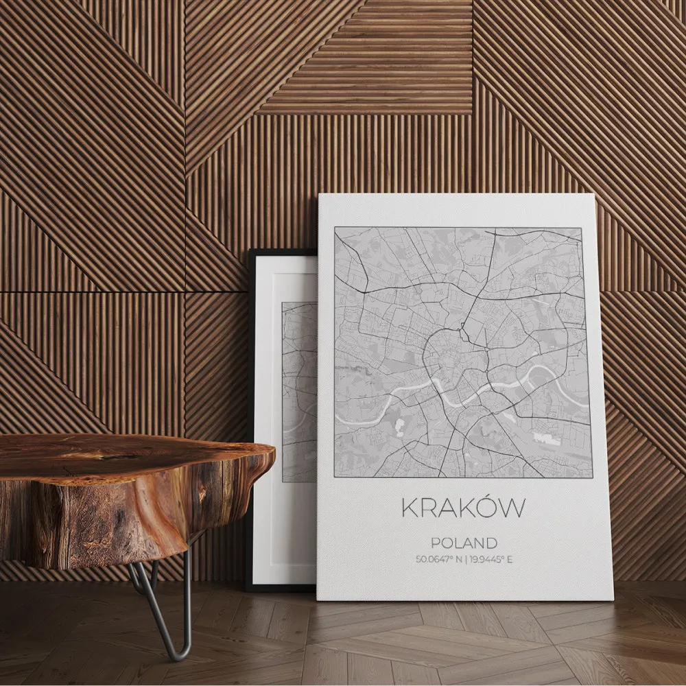 Mapa KRAKÓW Polska – obraz na płótnie, plakat minimalistyczny, projekt