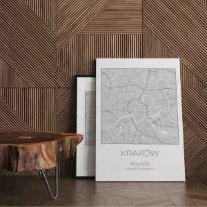 Mapa KRAKÓW Polska – obraz na płótnie, plakat minimalistyczny, projekt