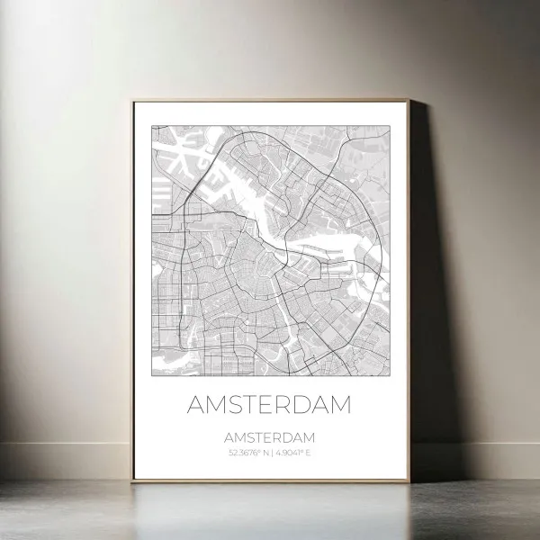 Mapa AMSTERDAM Holandia - obraz na płótnie, plakat minimalistyczny, projekt