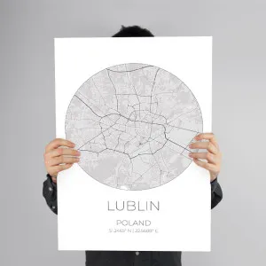 Mapa LUBLIN Polska – obraz na płótnie, plakat minimalistyczny, projekt