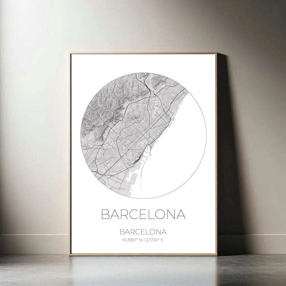 Mapa BARCELONA Hiszpania - obraz na płótnie, plakat minimalistyczny, projekt