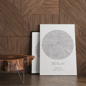 Mapa BERLIN Niemcy - obraz na płótnie, plakat minimalistyczny