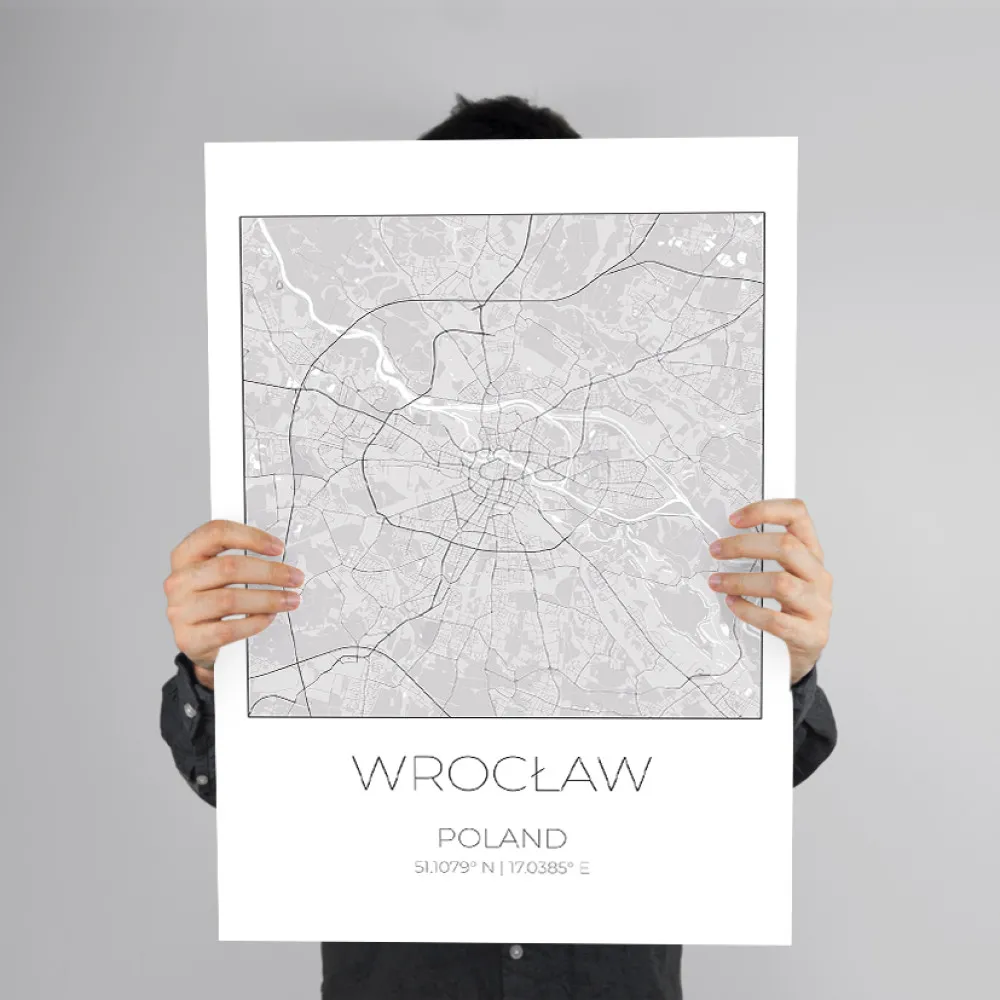 Mapa WROCŁAW Polska – obraz na płótnie, plakat minimalistyczny, projekt