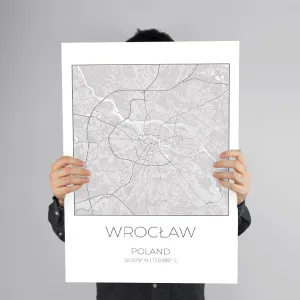 Mapa WROCŁAW Polska – obraz na płótnie, plakat minimalistyczny, projekt