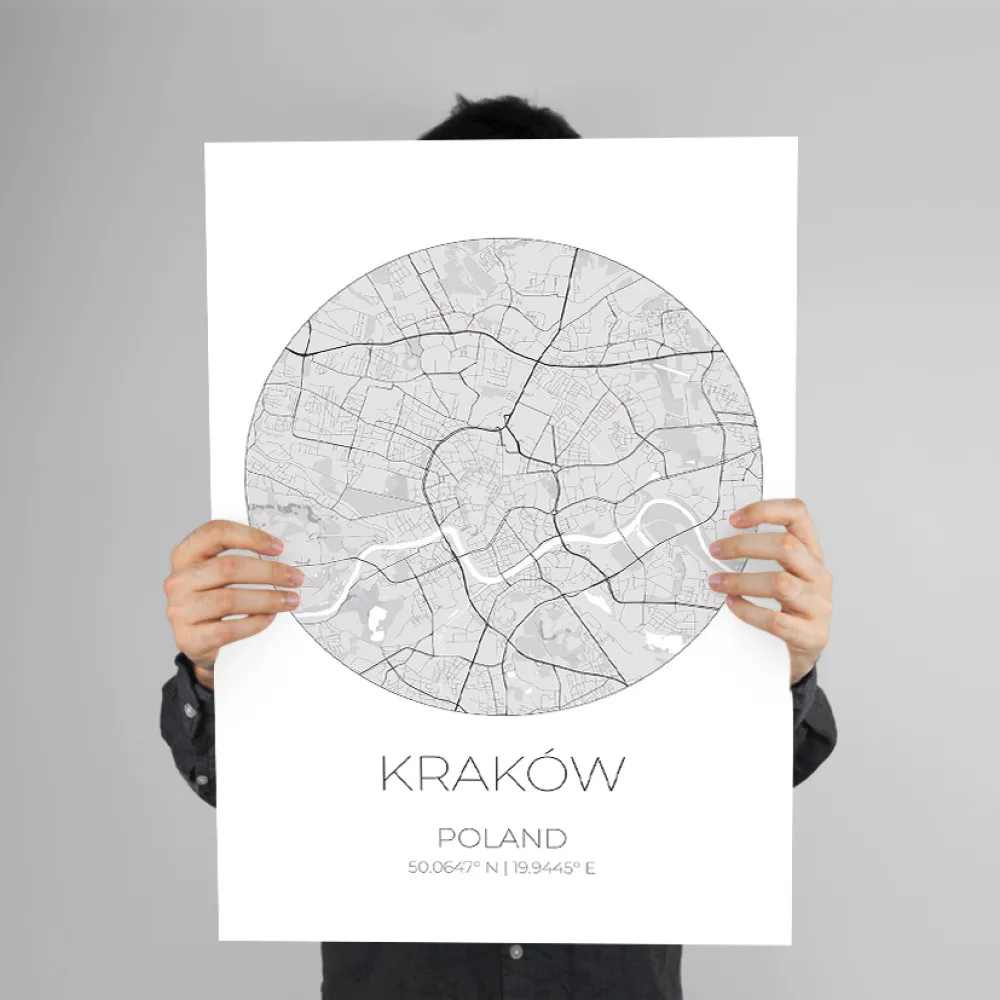 Mapa KRAKÓW Polska – obraz na płótnie, plakat minimalistyczny, projekt