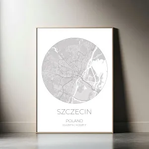 Mapa SZCZECIN Polska – obraz na płótnie, plakat minimalistyczny, projekt