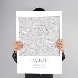 Mapa POZNAŃ Polska – obraz na płótnie, plakat minimalistyczny, projekt